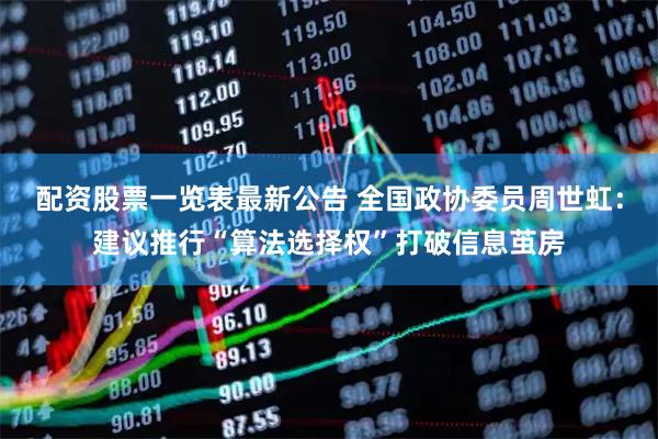 配资股票一览表最新公告 全国政协委员周世虹：建议推行“算法选择权”打破信息茧房